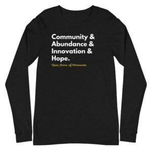 Open Arms Values Unisex Long Sleeve Tee Dark