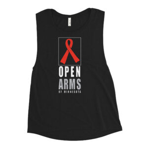 Women's Open Arms Retro Logo Muscle Tank Black